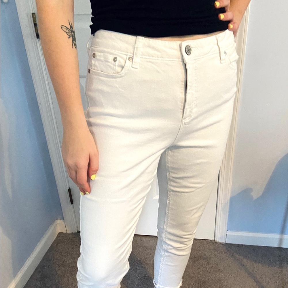 Skinny Ankle Cut White Jeans